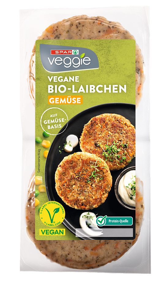 SPAR Veggie vegane Bio-Laibchen Gemüse 2 Stück 200 G