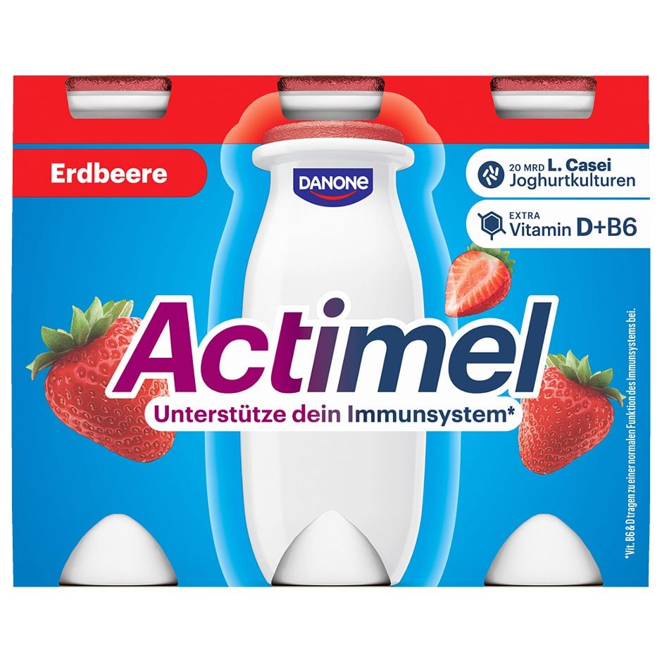 Danone Actimel Joghurt Drink Erdbeere 600 G EINWEG ohne Pfand