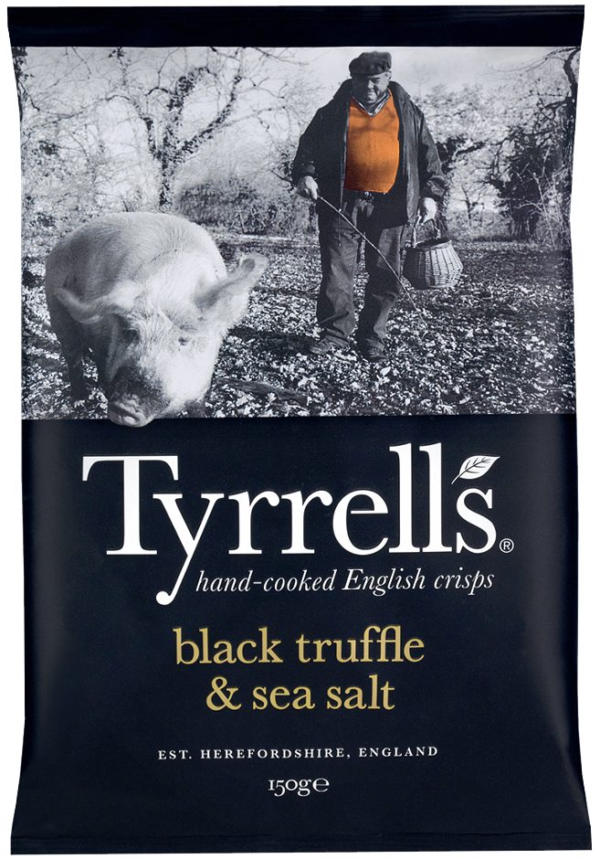 Tyrrells Hand Cooked English Crisps Chips Black Truffle & Sea Salt 135 G