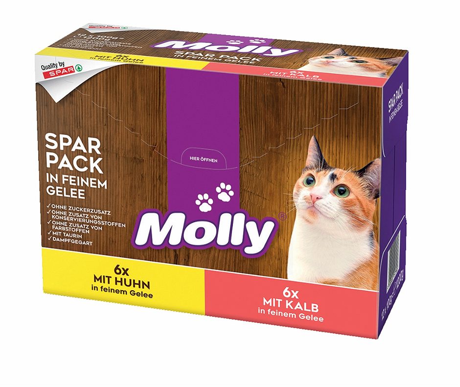 Molly Katzennahrung Spar Pack in feinem Gelee 12x100g 1,2 KG