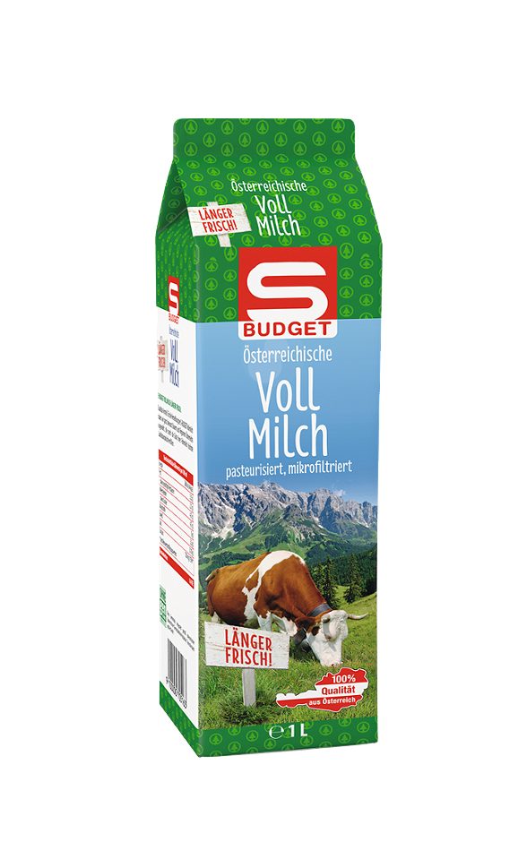S-BUDGET Vollmilch 3,5% Fett länger frisch 1 L EINWEG ohne Pfand