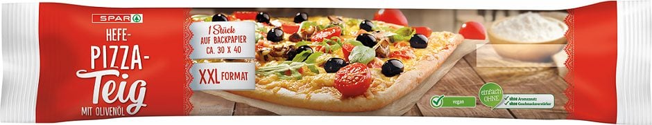 SPAR Hefe-Pizzateig mit Olivenöl - XXL 1 Stück 550 G