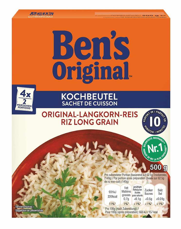 BEN’s ORIGINAL Langkorn-Reis Kochbeutel 4x125g 500 G