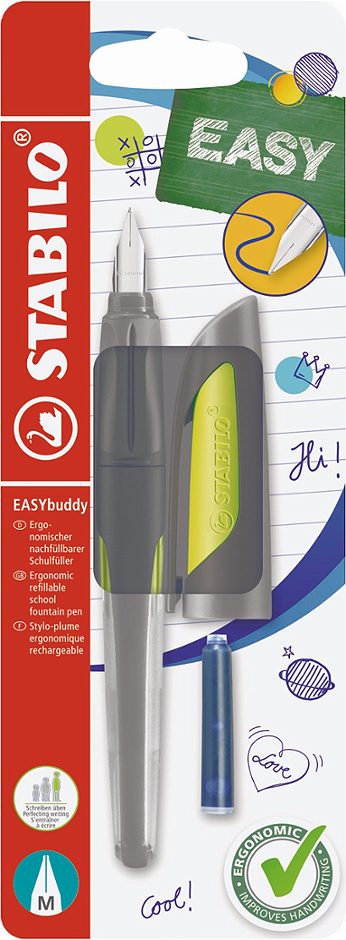 STABILO Füllfeder Easy Buddy M, schwarz/limette