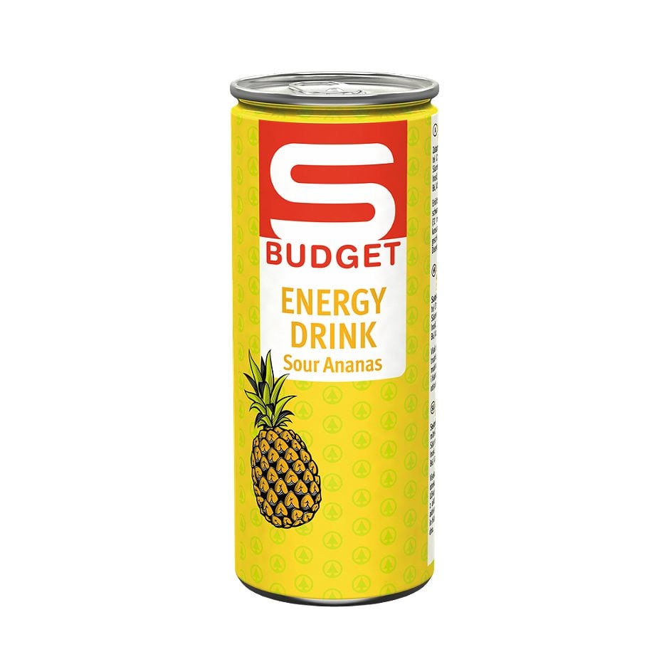 S-BUDGET Energy Drink Sour Ananas 250 ML EINWEG mit Pfand
