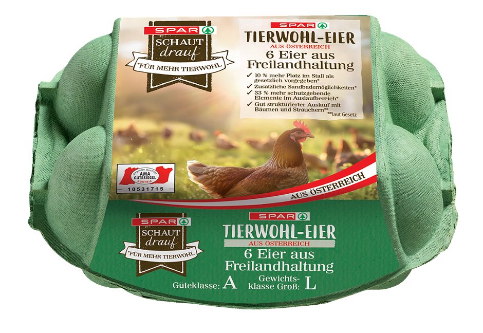 SPAR schaut drauf Eier aus Freilandhaltung Für mehr Tierwohl Größe L 6 STK