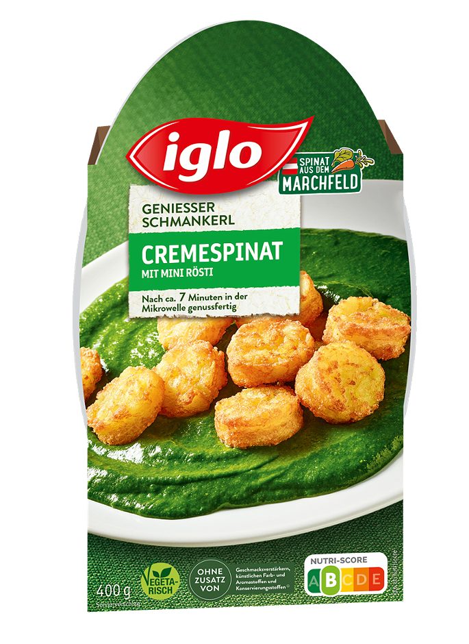 Iglo Genießer Schmankerl Cremespinat Cremespinat mit Mini Rösti 400 G