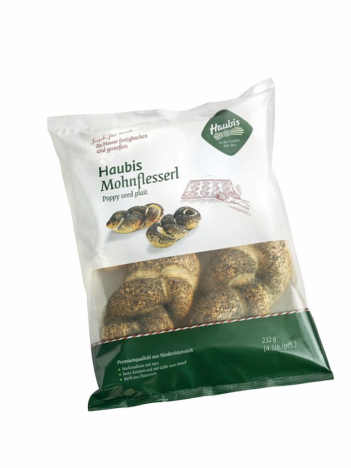 Haubis Mohnweckerl tiefgekühlt 4 Stück 260 G
