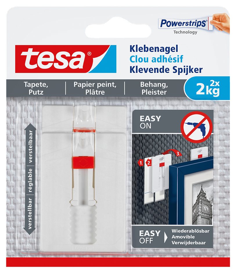 Tesa Klebenagel verstellbar für Tapete & Putz 2x2kg