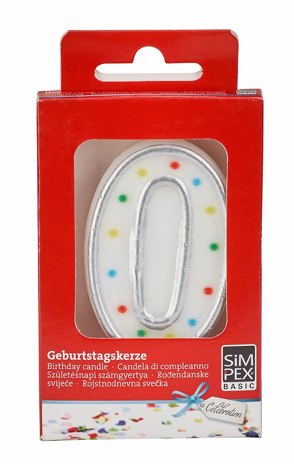 SIMPEX BASIC Celebration Zahlenkerze 0 mit Halter