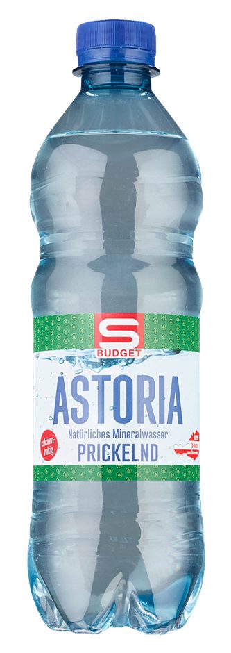 S-BUDGET Astoria Natürliches Mineralwasser prickelnd 0,5 L EINWEG mit Pfand