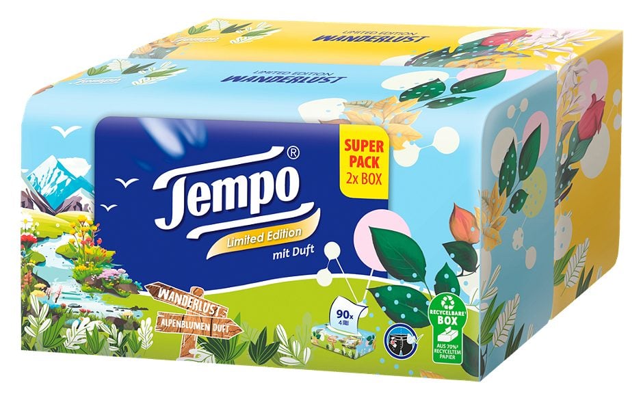 Tempo Limited Edition Taschentücher-Box Kraft und Sinnlichkeit 2 x 90 Stück
