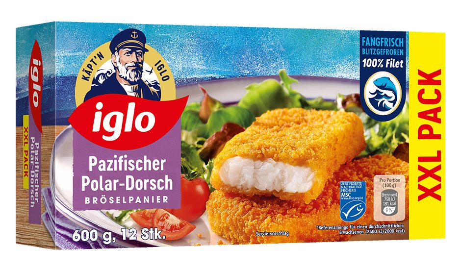 Iglo Käpt'n Iglo Pazifischer Polar-Dorsch in Bröselpanier 12 Stück 600 G