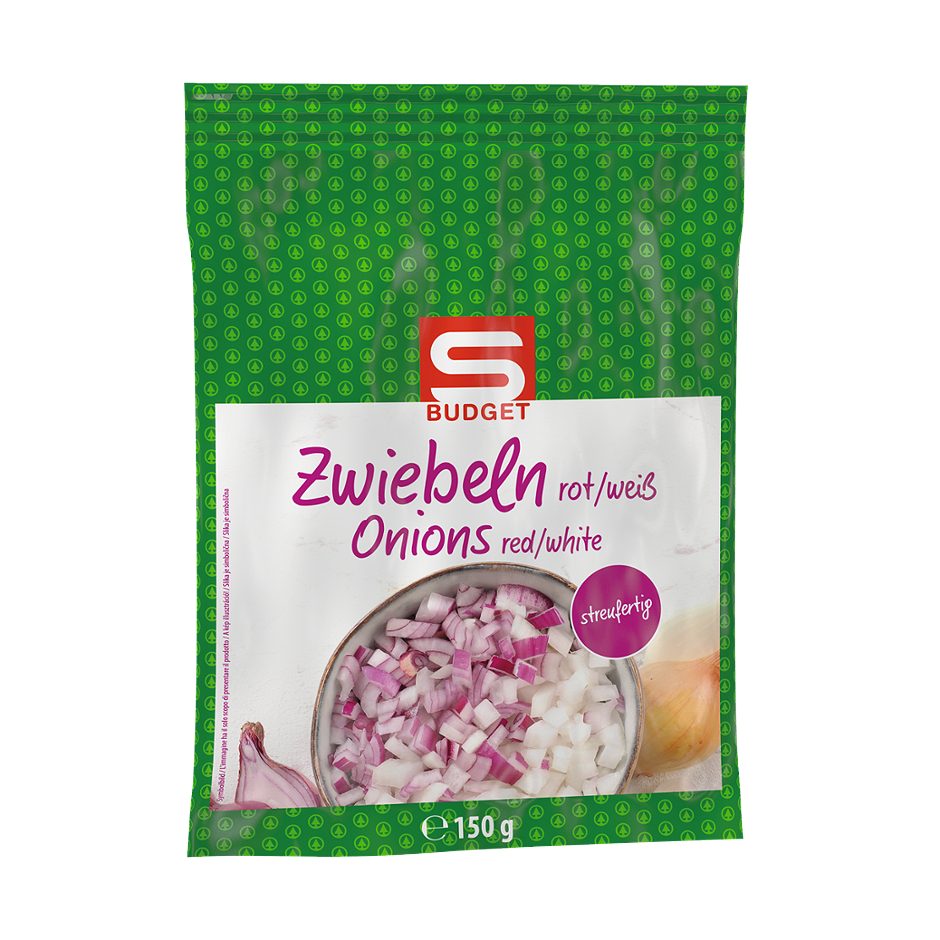 S-BUDGET Zwiebeln Rot/Weiß tiefgekühlt, geschnitten 150 G