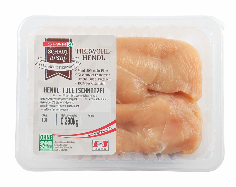 SPAR Feinstes Geflügel schaut drauf Hendlfiletschnitzerl Für mehr Tierwohl 280 G