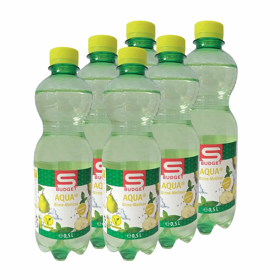 S-BUDGET Aqua+ Birne-Melisse 6x0,5l 3 L EINWEG mit Pfand