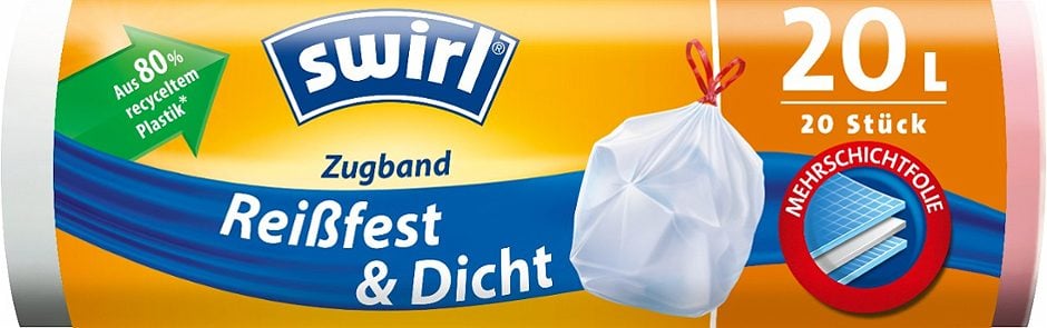 Swirl Müllbeutel mit Zugband 20 Liter