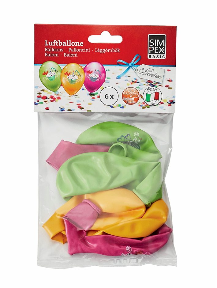 SIMPEX BASIC Celebration Luftballone Cupcakes 6 Stück