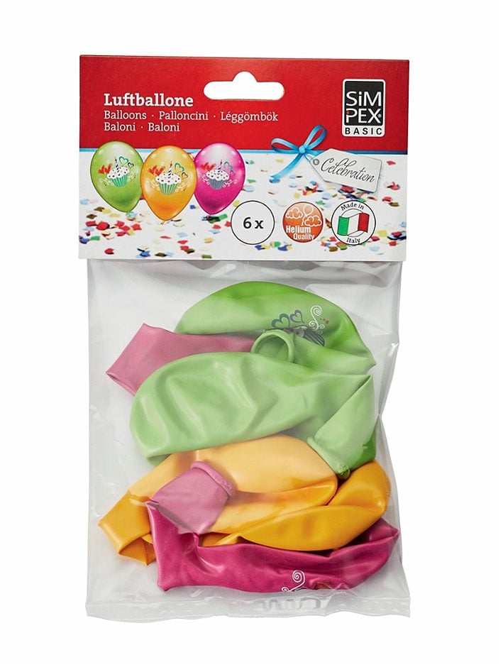 SIMPEX BASIC Celebration Luftballone Cupcakes 6 Stück