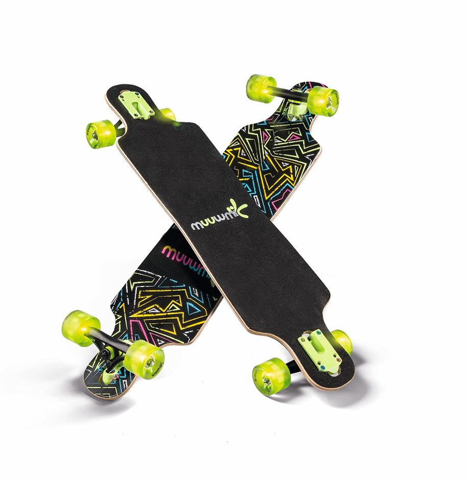 Longboard compact ABEC 7 NEON mit Leuchtrollen