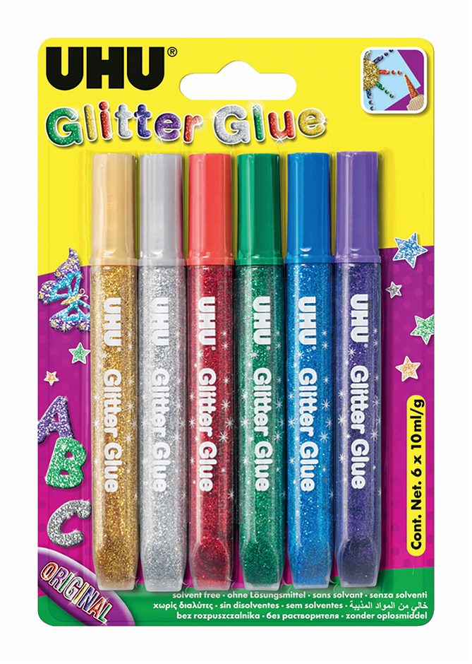 UHU Glitter Glue Original 6 x 10ml