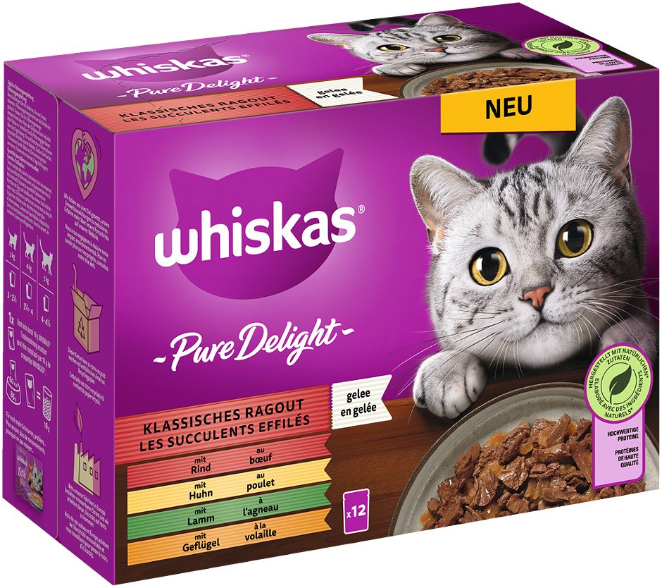 Whiskas Katzennahrung Ragout Klassische Auswahl 12x85g 1,02 KG