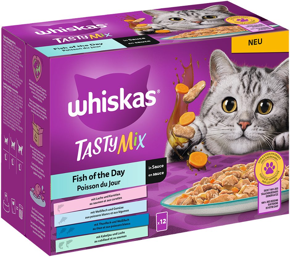 Whiskas Katzennahrung Tasty Mix Fisch of the Day 12x85g 1,02 KG