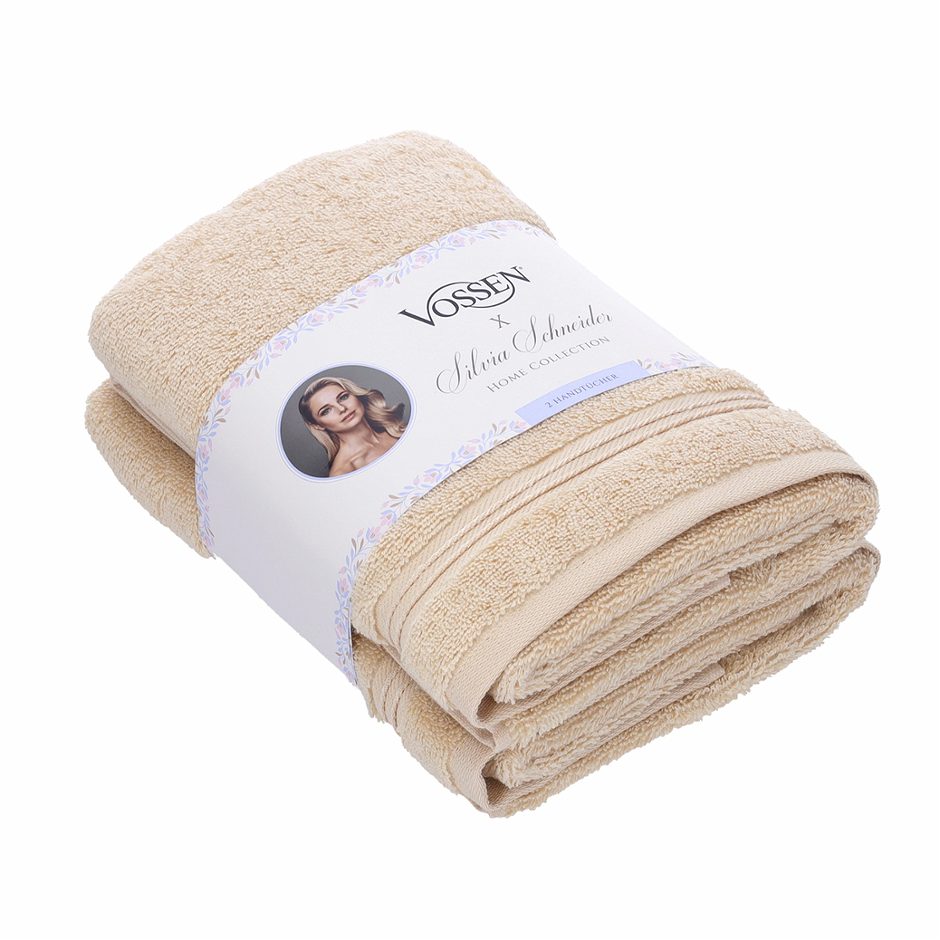 Vossen x Silvia Schneider Handtuch 2er Set beige 50x100cm