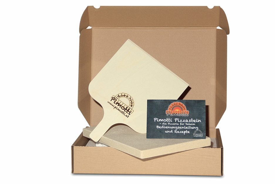 Pimotti Pizzastein 3cm Set mit Schaufel und Rezeptheft