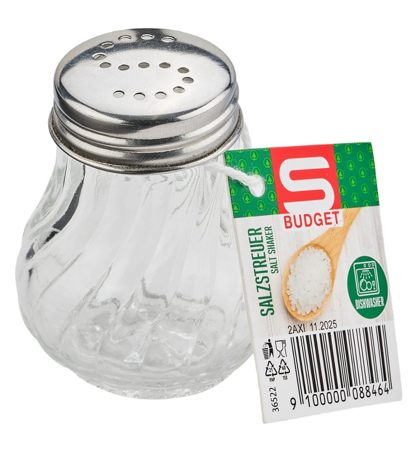 S-BUDGET Salzstreuer Füllmenge 50ml mit Edelstahlkappe