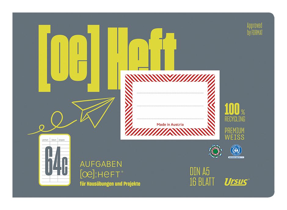 Ursus OE Heft OE.64c Aufgabenheft A5 quer 16 Blatt