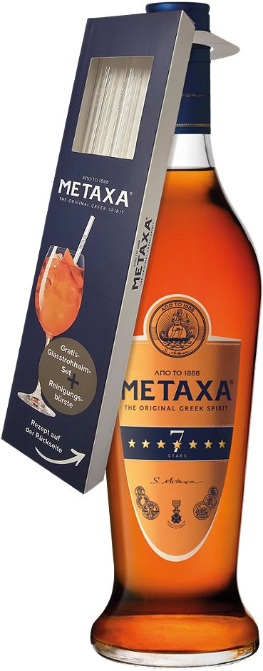 Metaxa 7 Stern Brandy + Glasstrohhalm 0,7 L