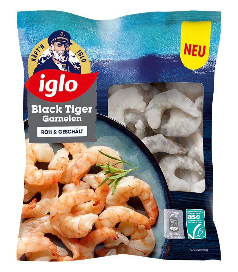 Iglo Käpt'n Iglo Black Tiger Garnelen ASC Black Tiger Garnelen 275 G