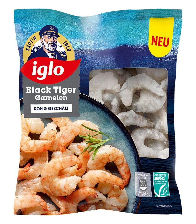 Iglo Käpt'n Iglo Black Tiger Garnelen ASC Black Tiger Garnelen 275 G