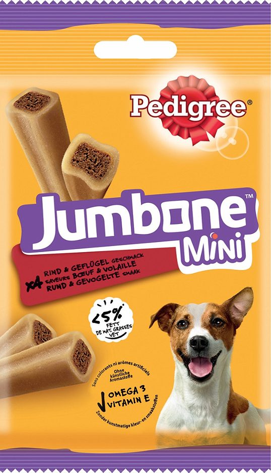 Pedigree Jumbone Mini Hundesnack Rind und Geflügel Geschmack 4 Stück 160 G