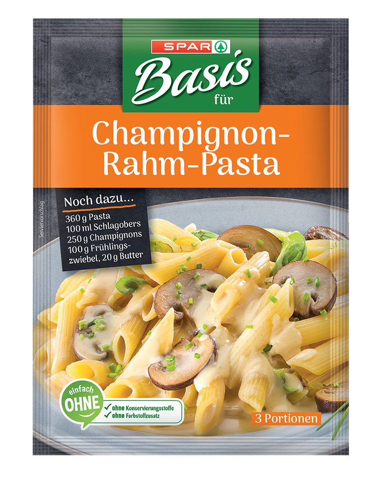 SPAR Basis für Champignon-Rahm Pasta 3 Portionen