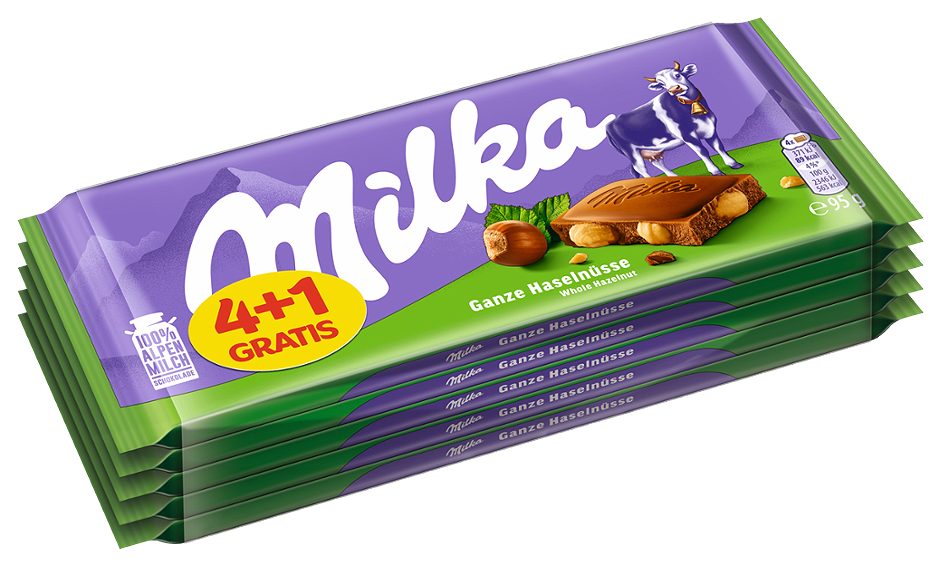 Milka Alpenmilch Schokolade Ganze Haselnüsse 5 x 95g 475 G