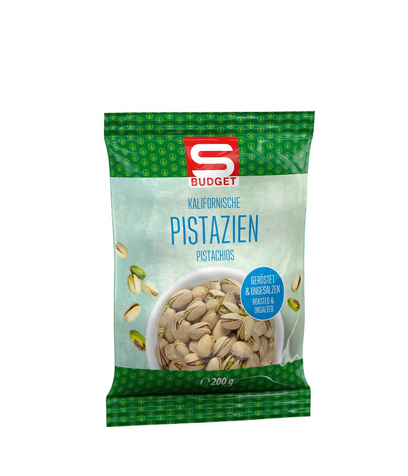 S-BUDGET Kalifornische Pistazien geröstet, ungesalzen 200 G