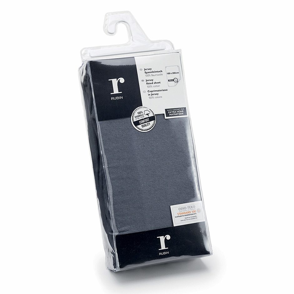 RUBIN Jersey Spannleintuch anthrazit 100x200cm