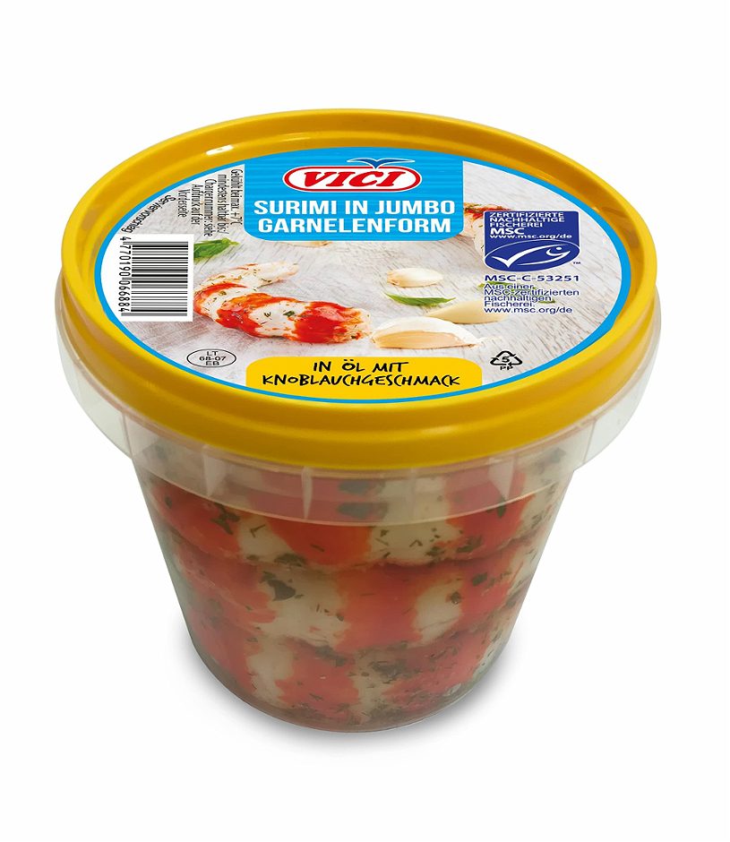 Vici Surimi in Jumbo-Garnelenform in Knoblauch-Öl MSC 200 G