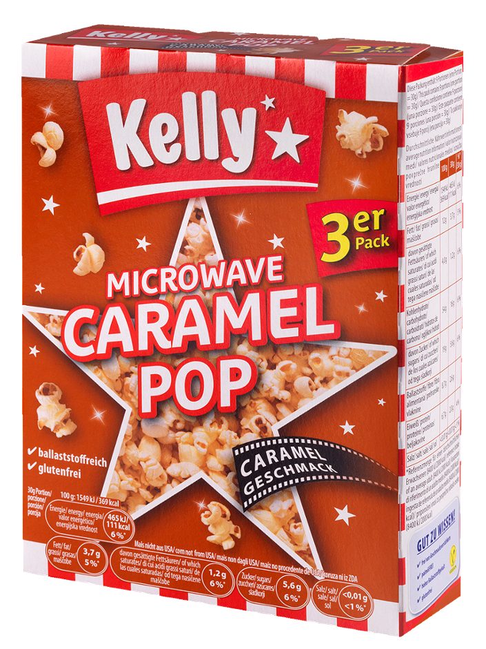 Kelly's Mikrowellen Popcorn Caramel Geschmack 3x90g 270 G