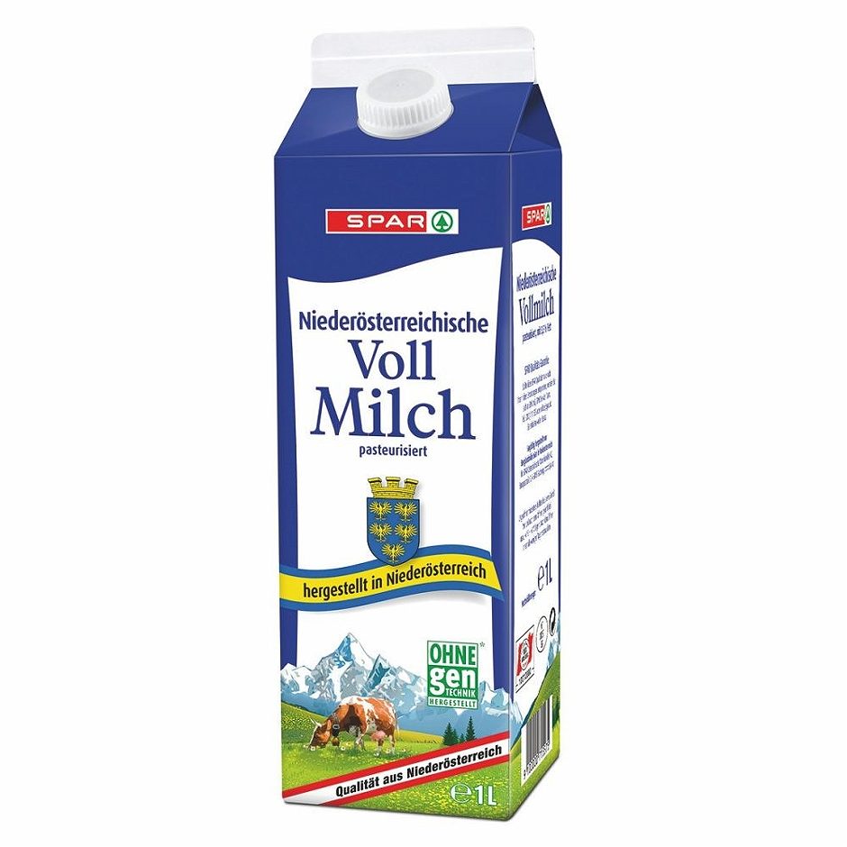 SPAR Niederösterr. Vollmilch 3,5% Fett länger frisch 1 L EINWEG ohne Pfand
