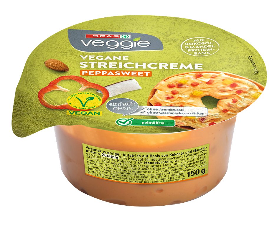 SPAR Veggie vegane Streichcreme Peppasweet 150 G
