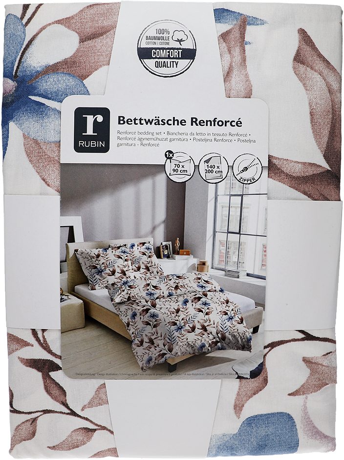 RUBIN Renforce Bettwäsche Blätter 70x90 / 140x200cm