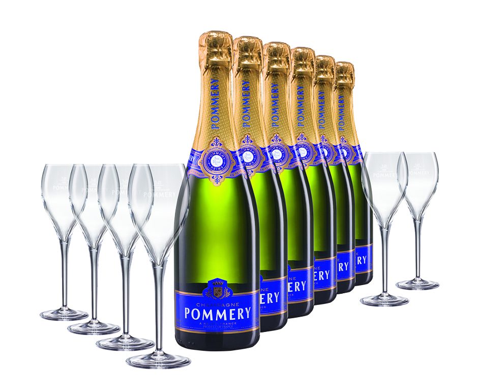 Pommery Brut Royal 6er Set + Gläser 0,75 L