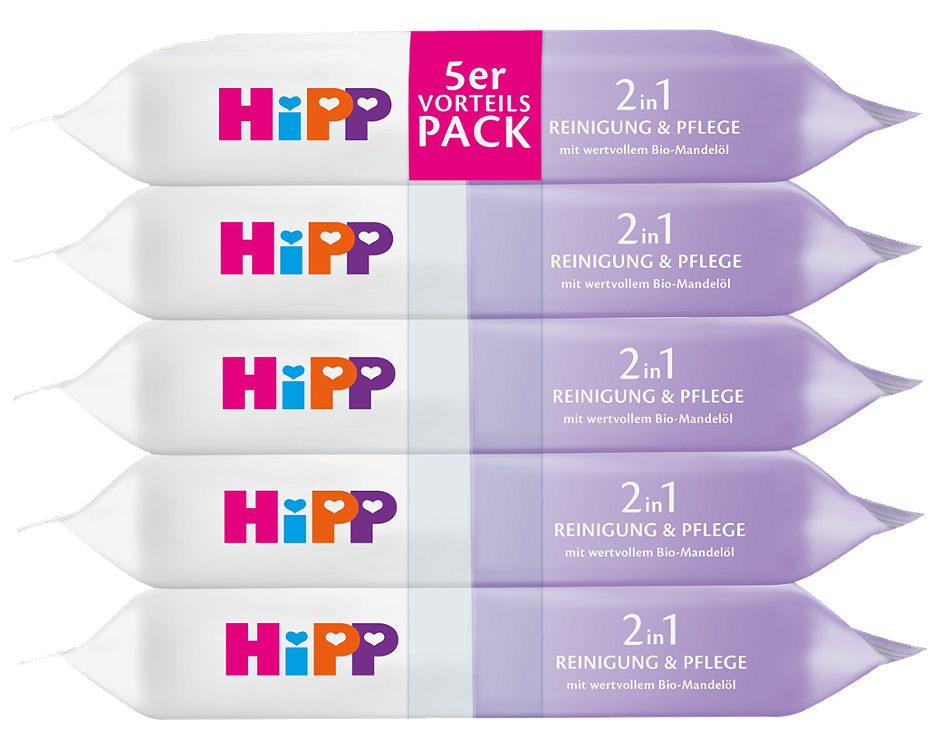 Hipp 2in1 Feuchttücher Reinigung & Pflege 5 x 48 Stück