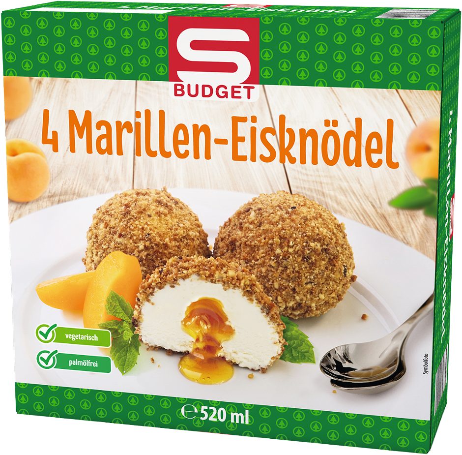 S-BUDGET Marillen-Eisknödel 4 Stück 0,52 L