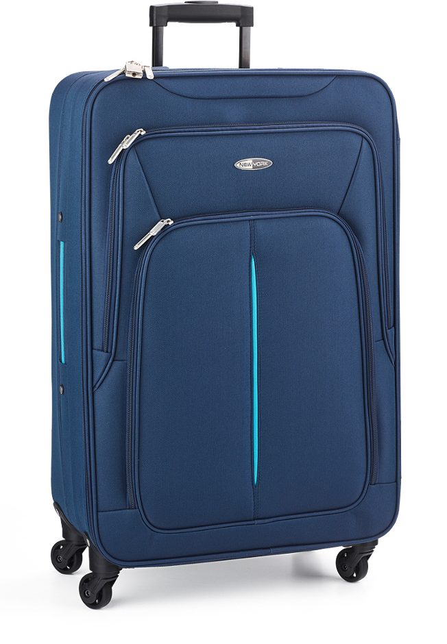 NEW YORK Comfort Koffer Softschale Blau 68cm