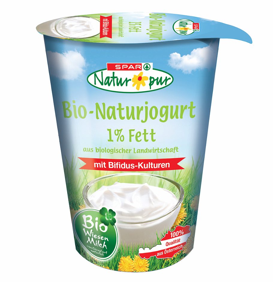 SPAR Natur*pur Bio-Naturjogurt 1% Fett aus Wiesenmilch 250 G