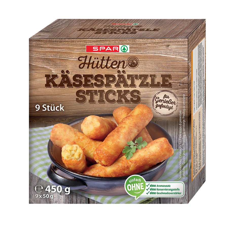 SPAR Hütten Käsespätzle Sticks 9 Stück 450 G